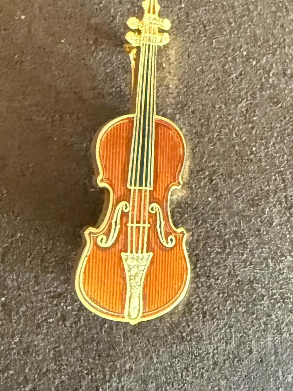 Gold-Trimmed Orange Violin pin
